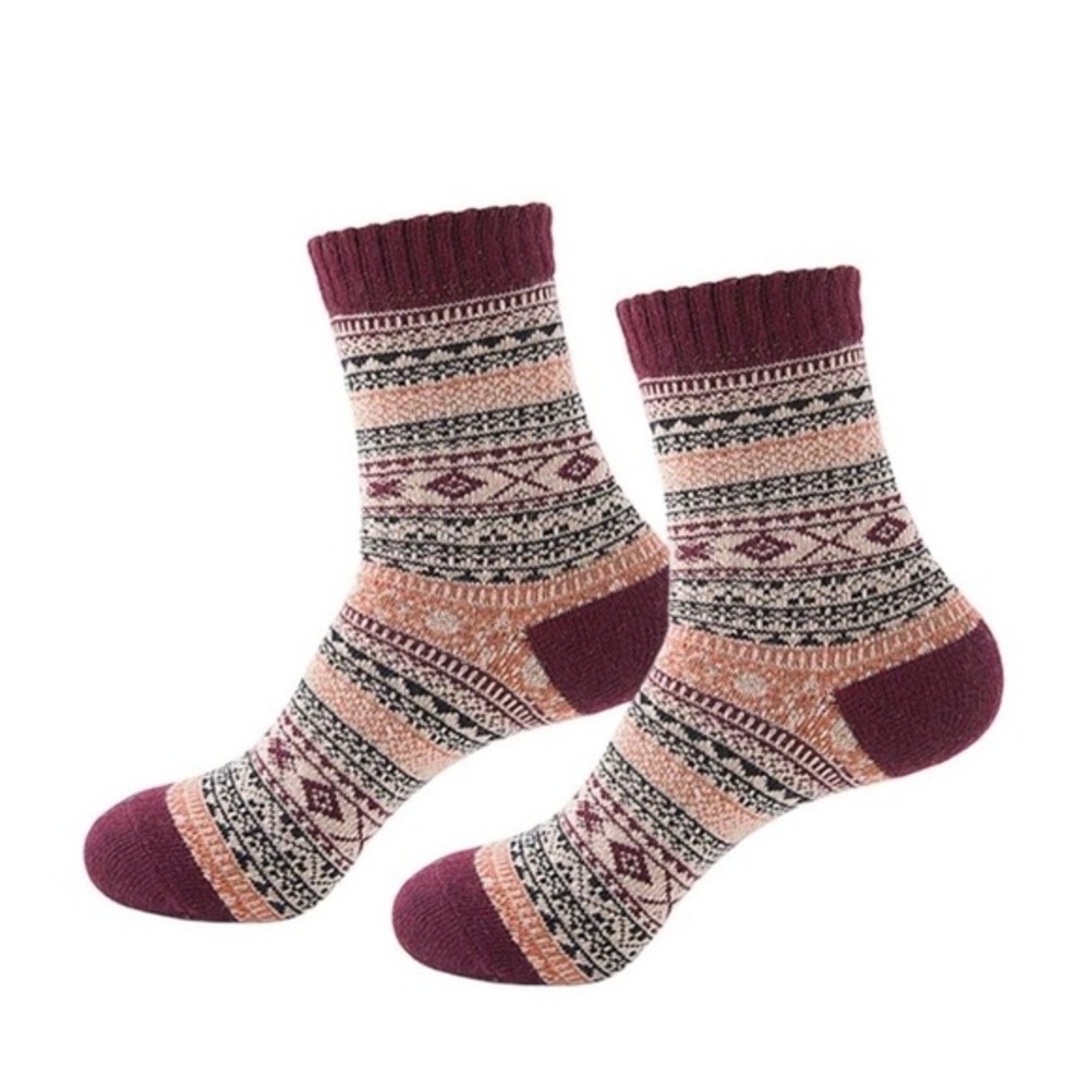 "I‎ Am" Women's Fair Isle Patterned Crew Socks – One Size – NWT